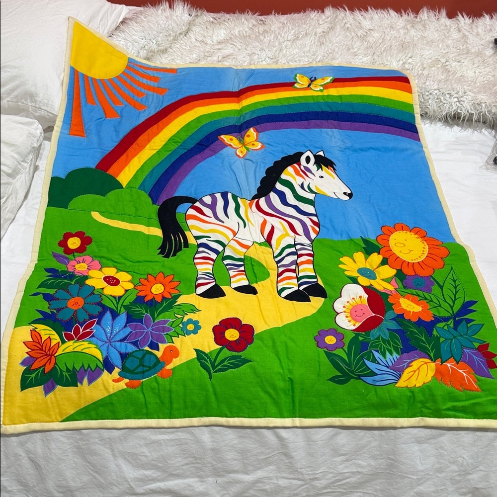 Colorful Zebra Blanket with Rainbow Design